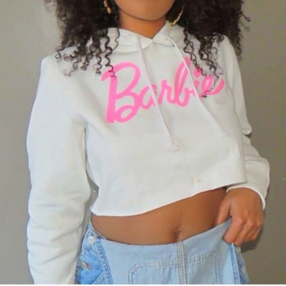 Barbie Cropped Hoodie - White - Size Small - Picture 11 of 13